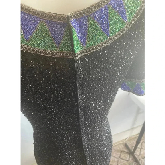 Vintage 80’s Niteline by Della Roufogali Beaded Sequin Black Cocktail Dress 0170 - Picture 8 of 16